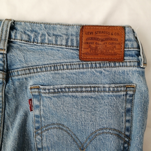 Levi's Wedgie Straight Jeans Premium Denim Tango Hustle Raw Hem 30 (10) - Picture 8 of 15